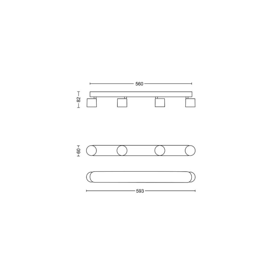 Philips Lighting STAR bar/tube black 4x4.5W SELV Dim Discount