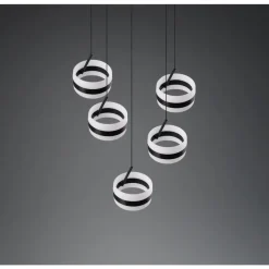Trio Dios Hanglamp 5xLED 800lm mat zwart (331430532) New